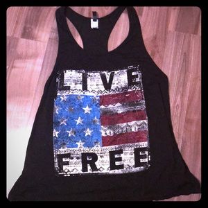 ❤️💙 Distressed Racerback Live Free Tank ❤️💙